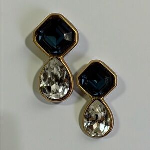 Vintage Swarovski Signed S.A.L. Blue & Clear Crystal Earrings